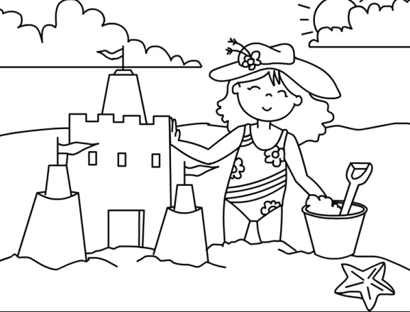 578x440 Sand Castle Coloring Page Coloring Book