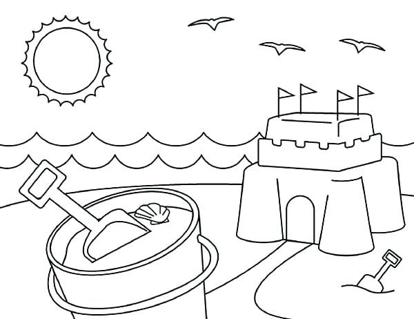 600x462 Sandcastle Coloring Page