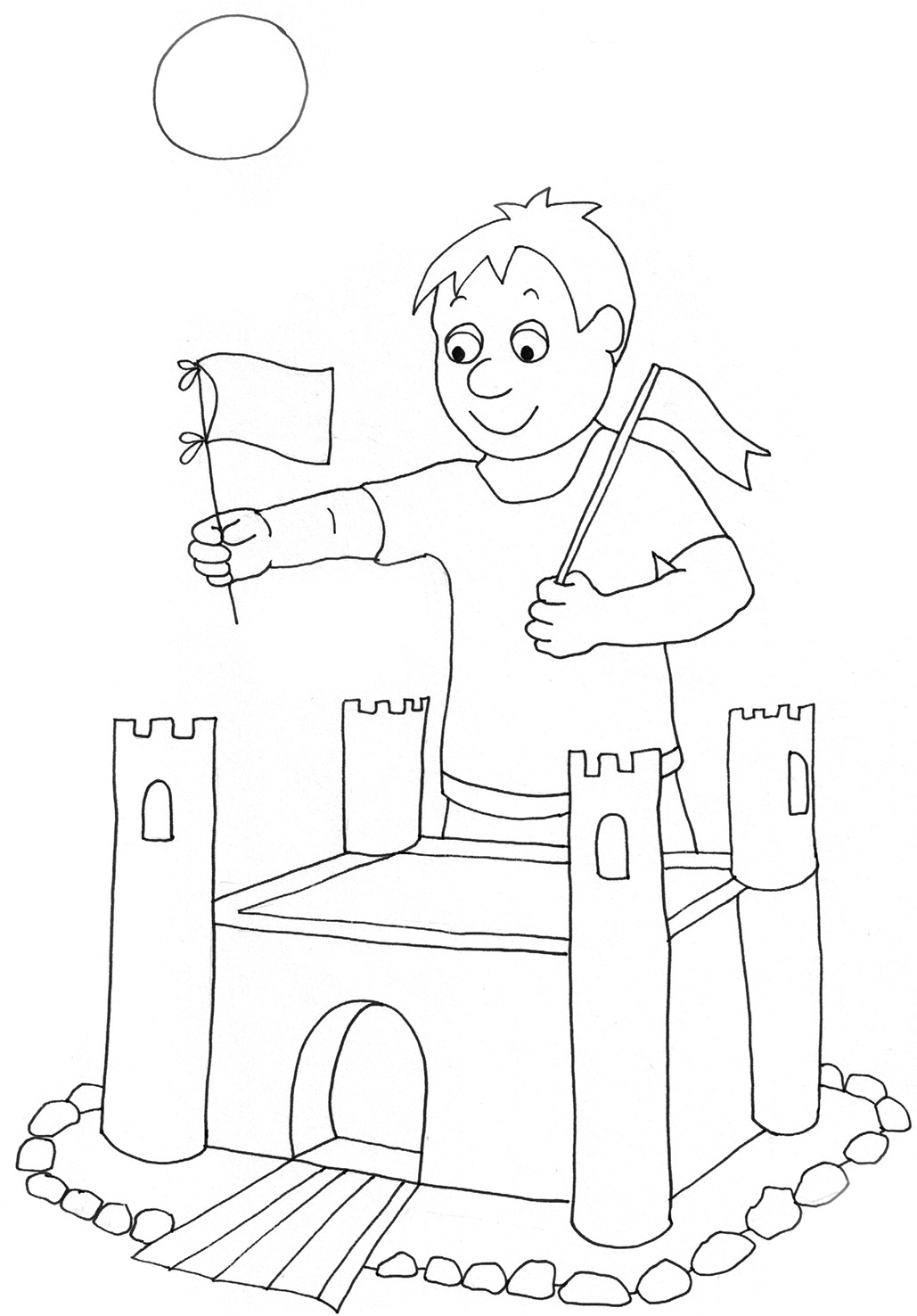 1029x1476 Summer Coloring Pages Boy Sand Castle Sun Within