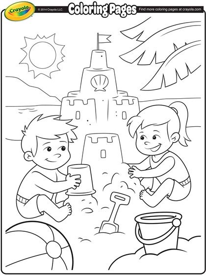 420x560 Building Sand Castle Coloring Page Kid Crafts For Summer