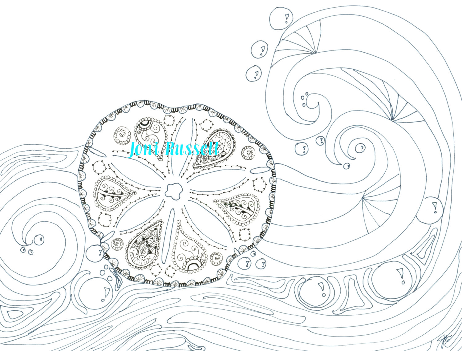 1500x1140 Sand Dollar And Waves Zendoodle Coloring Page