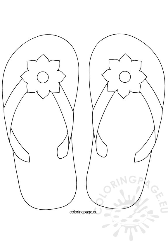 575x822 Flower Flip Flop On Sandals Coloring Page Ul