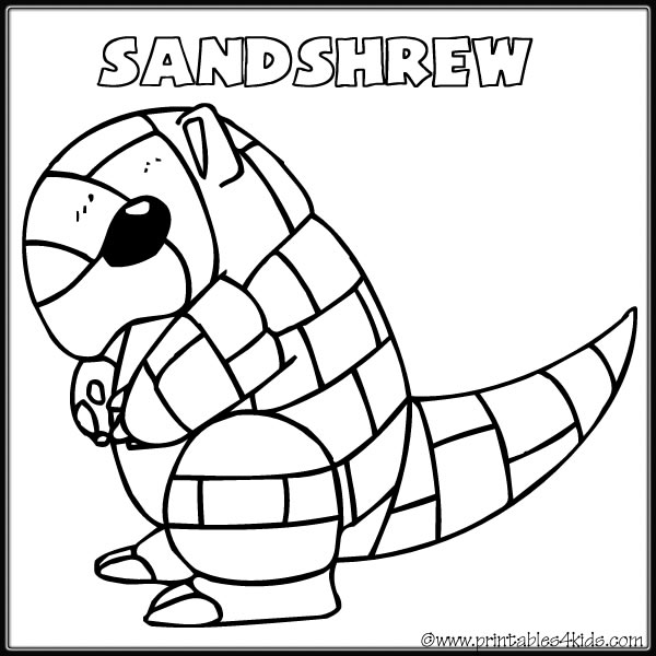 600x600 Pokemon Sandshrew Coloring Page Printables For Kids Free Word