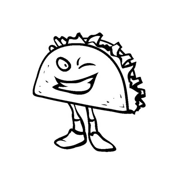 600x612 Junk Food Sandwich Winking Coloring Page