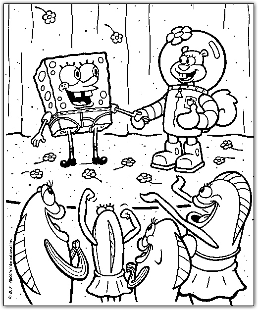 521x626 Spongebob With Sandy Coloring Page