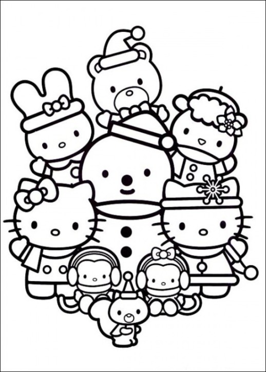 518x725 Hello Kitty Christmas Coloring Pages