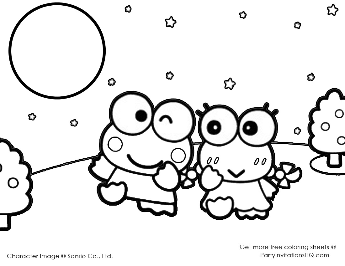 1100x850 Keroppi Coloring Pages Cute Kawaii Resources