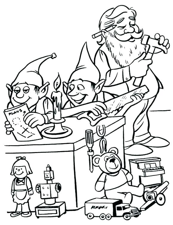 580x753 Santa And Elves Coloring Pages Page E More Workshop Colo Fuhrer