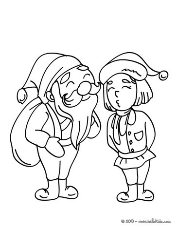 364x470 Santa With Elf Coloring Pages
