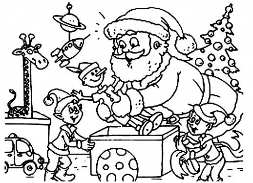 518x374 The Elves Of Santa Claus Singing Christmas Songs Coloring Pages