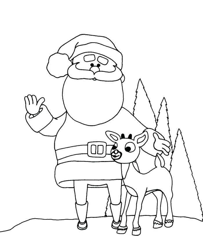 700x813 Santa And Reindeer Coloring Pages