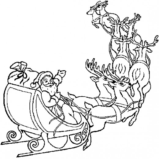 520x520 Santa Sleigh Coloring Pages