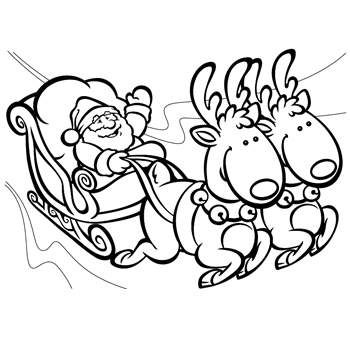 350x341 Santa And His Sleigh Coloring Pages Santa Sleigh And Reindeer
