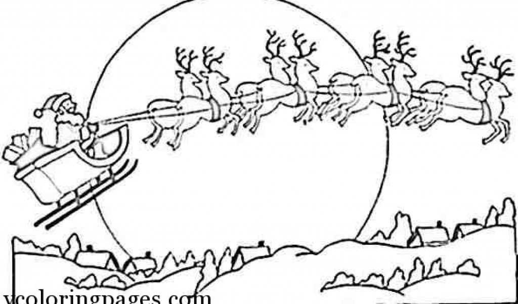1024x600 Coloring Picture Of Santa And Reindeer Santa And Reindeer Coloring