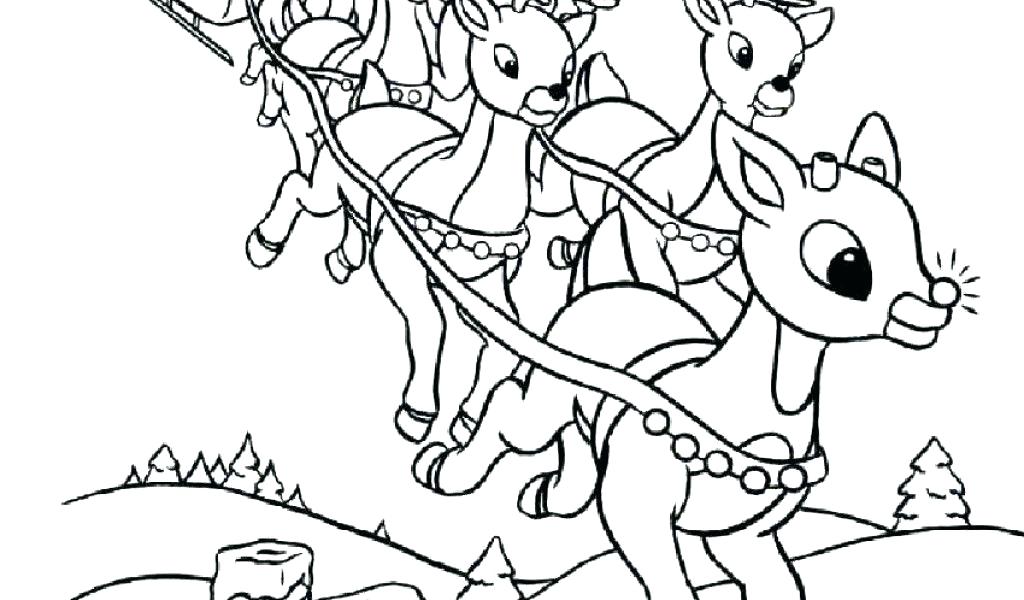 1024x600 Santa And Reindeer Coloring Pages Plus Coloring Pages Coloring