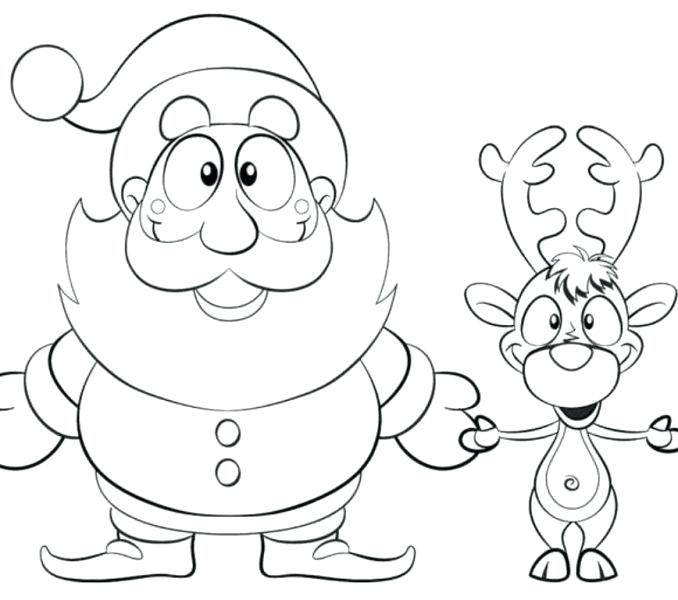 678x600 Santa And Reindeer Coloring Pages Printable Coloring Picture