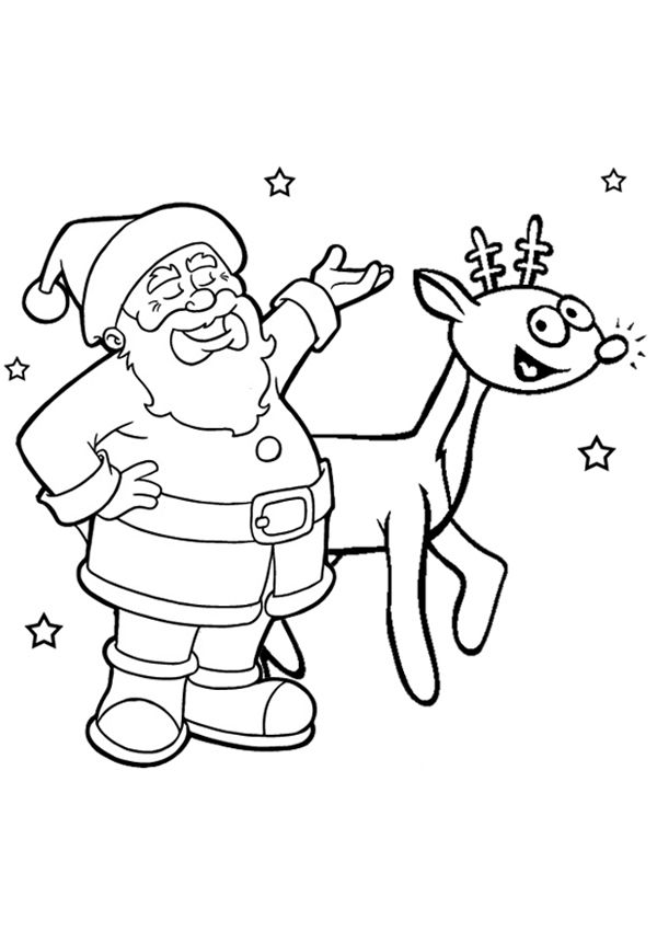 600x850 Free Online Santa Rudolph Colouring Page