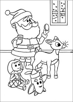 236x330 Printable Merry Christmas Santa And Rudolph Coloring Page