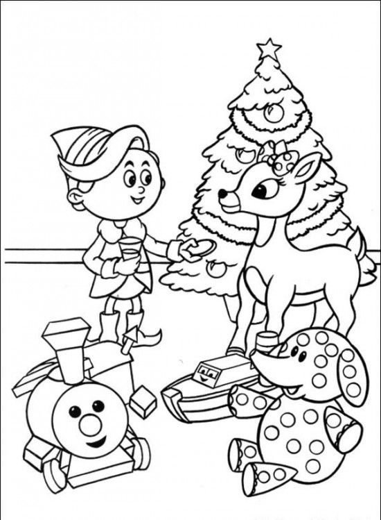 550x749 Santa Claus And The Red Nose Rudolph Reindeer Coloring Pages