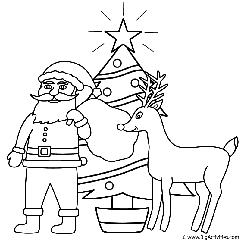 800x800 Santa Claus With Rudolph And Christmas Tree