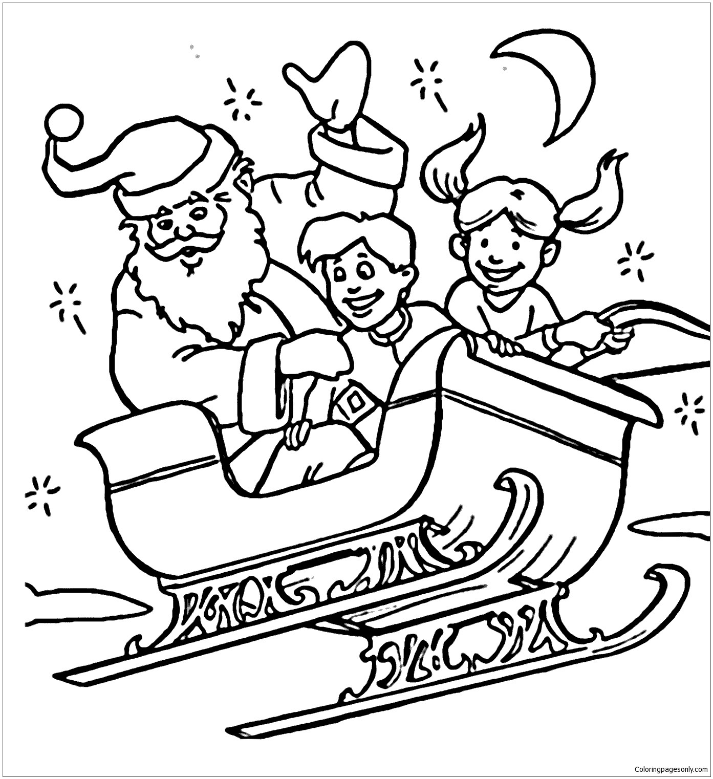 1393x1522 Santa Claus On Sleigh Coloring Pages For Kids