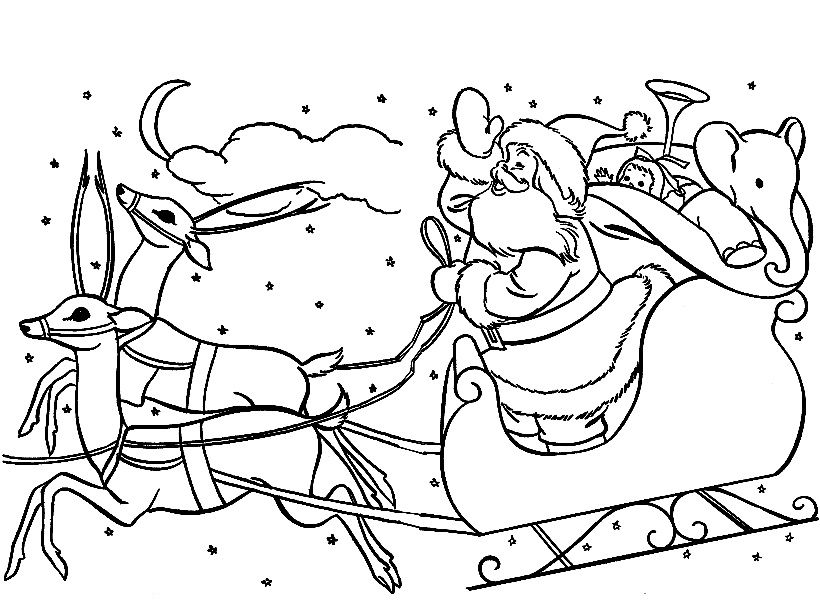 820x610 Santa Sleigh Coloring Page Download Santa Riding On A Sleigh