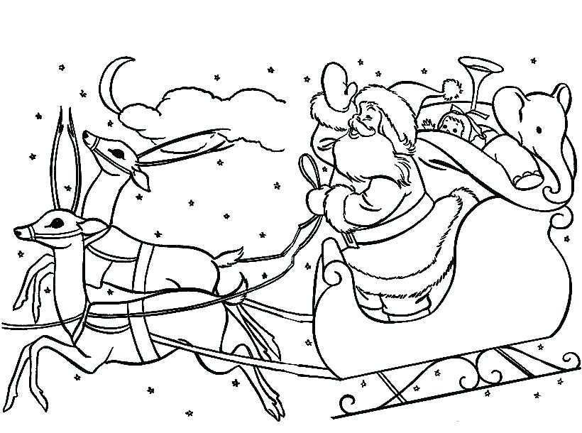 820x610 Coloring Pages Of Santa Claus And Reindeer Professional