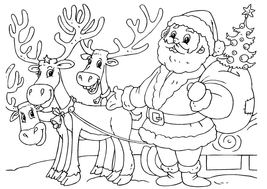 Santa Claus And Reindeer Coloring Pages at GetDrawings | Free download