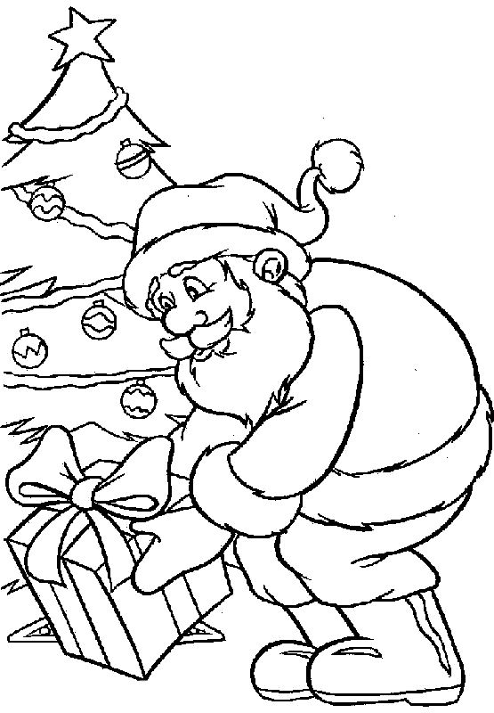 555x800 Santa Claus Giving Gifts To Children Drawing