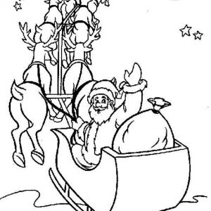 300x300 Santa Sleigh Coloring Pages Printable New Team Of Reindeer
