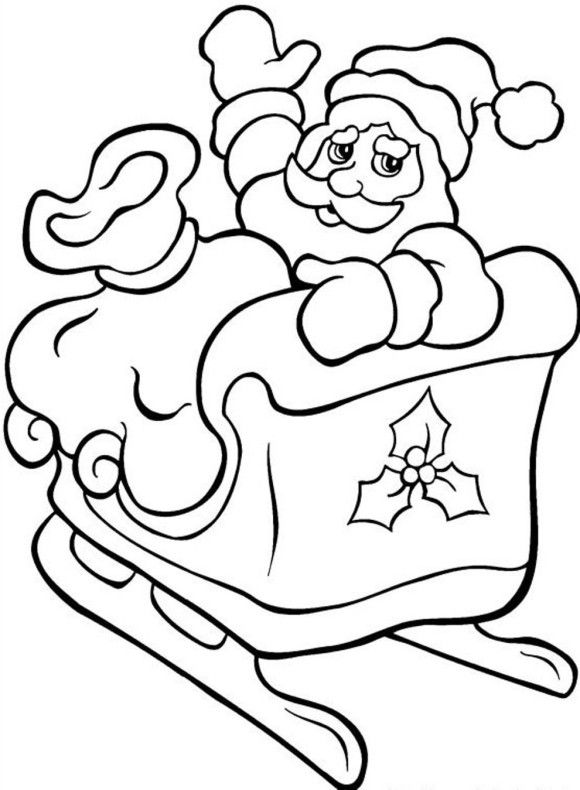 580x790 Printable Coloring Pages Christmas Santa With His Sleigh Kay