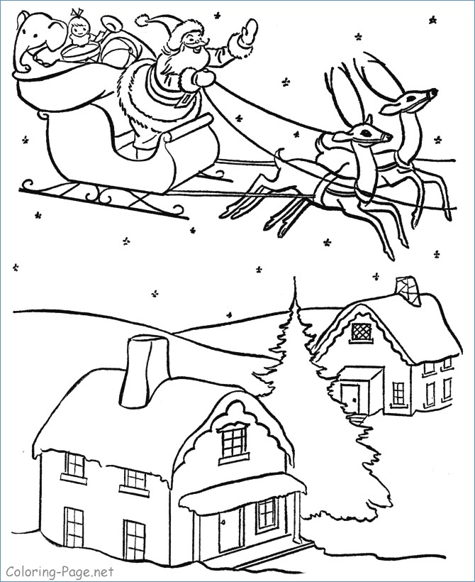 670x820 Rudolph And Santa Leigh Reindeers Coloring Page