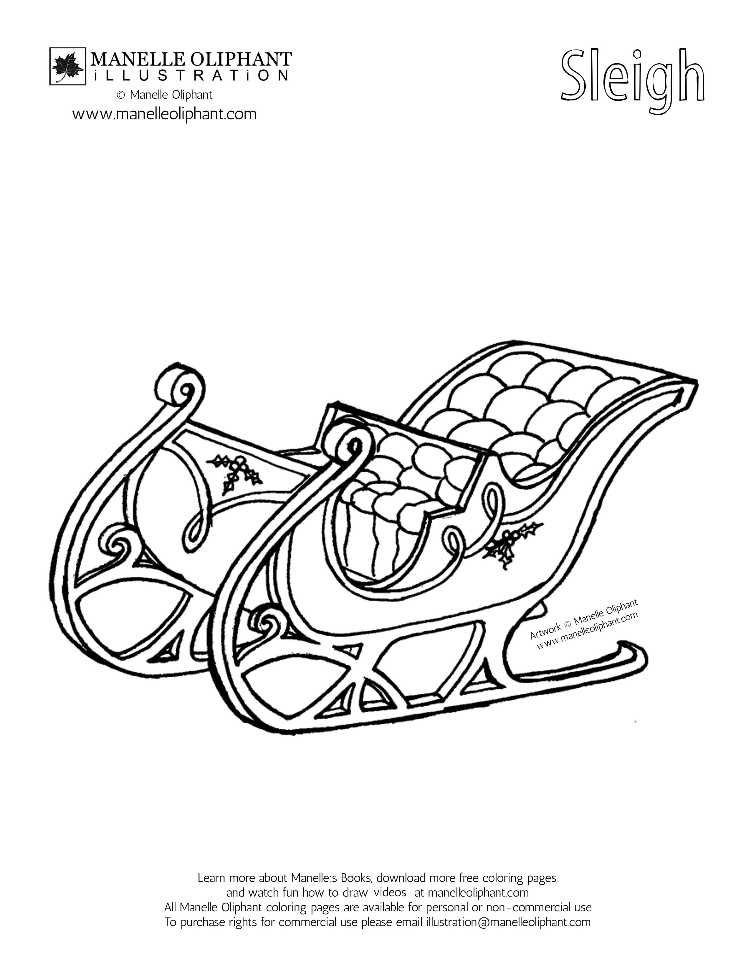 2550x3300 Sleigh Coloring Page, Santa Sleigh Coloring Page Bltidm
