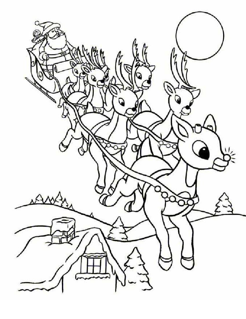 Santa Sleigh Coloring Pages Printable