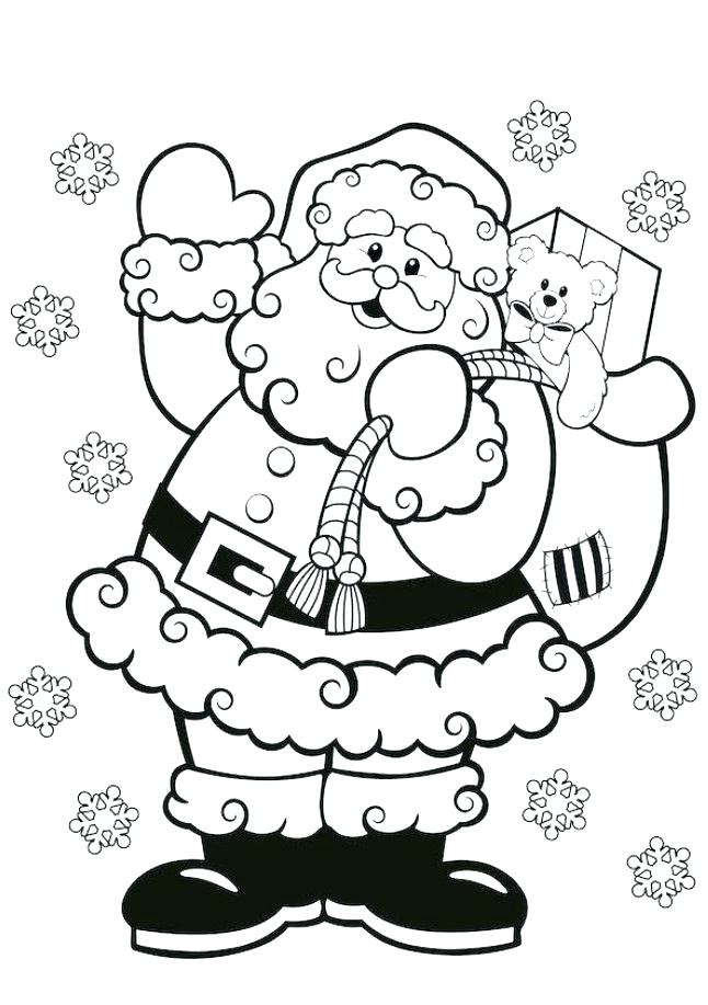 646x917 Santa Color Page Coloring Page With With Presents Coloring Pages