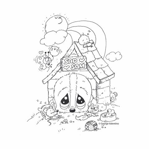 480x480 Dog House Coloring Book Page Sad Sam And Honey