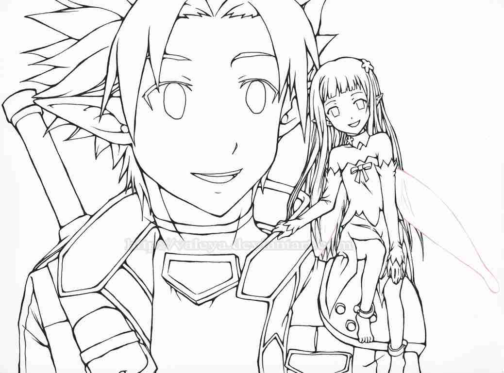 1038x769 Sword Art Online Kirito Coloring Page Colouring