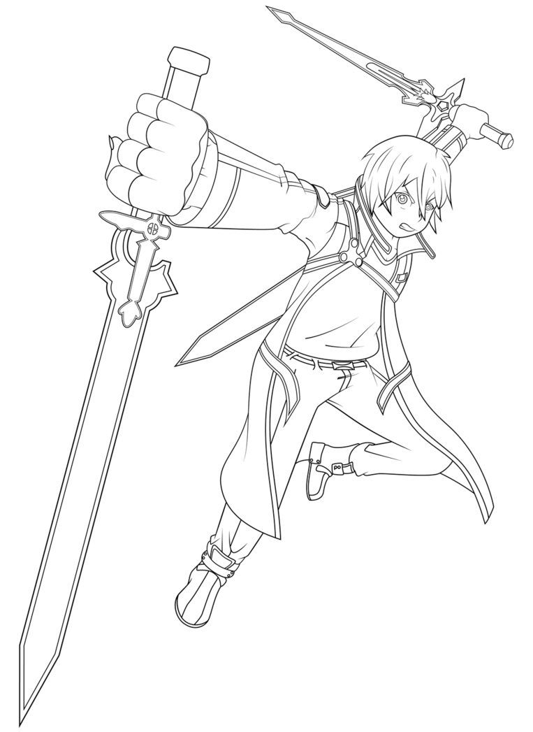 763x1047 Sword Art Online Kirito Coloring Pages Images Color Me
