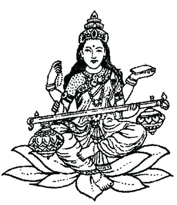 690x800 Saraswati Coloring Pages Free Coloring Page Image Of The Goddess