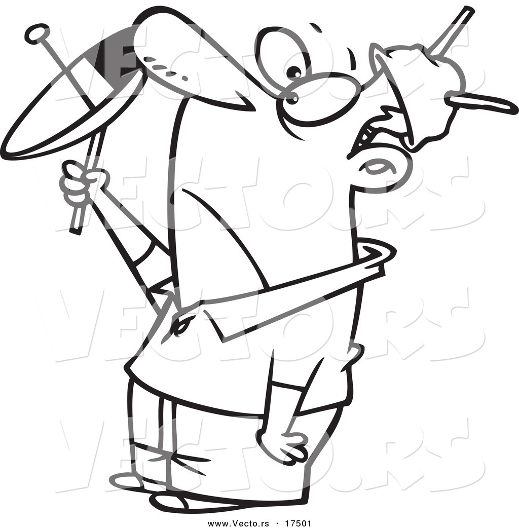 1024x1044 Vector Of A Cartoon Man Wearing Tin Foil And Trying To Communicate