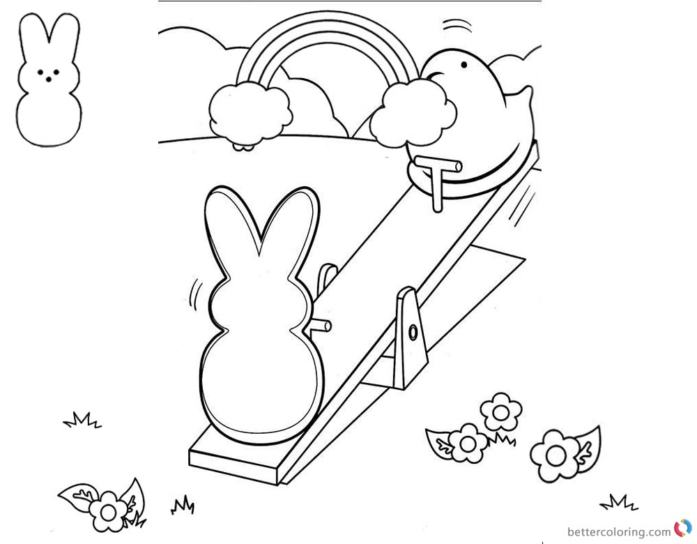 1000x780 Peeps Coloring Pages Playing Seesaw