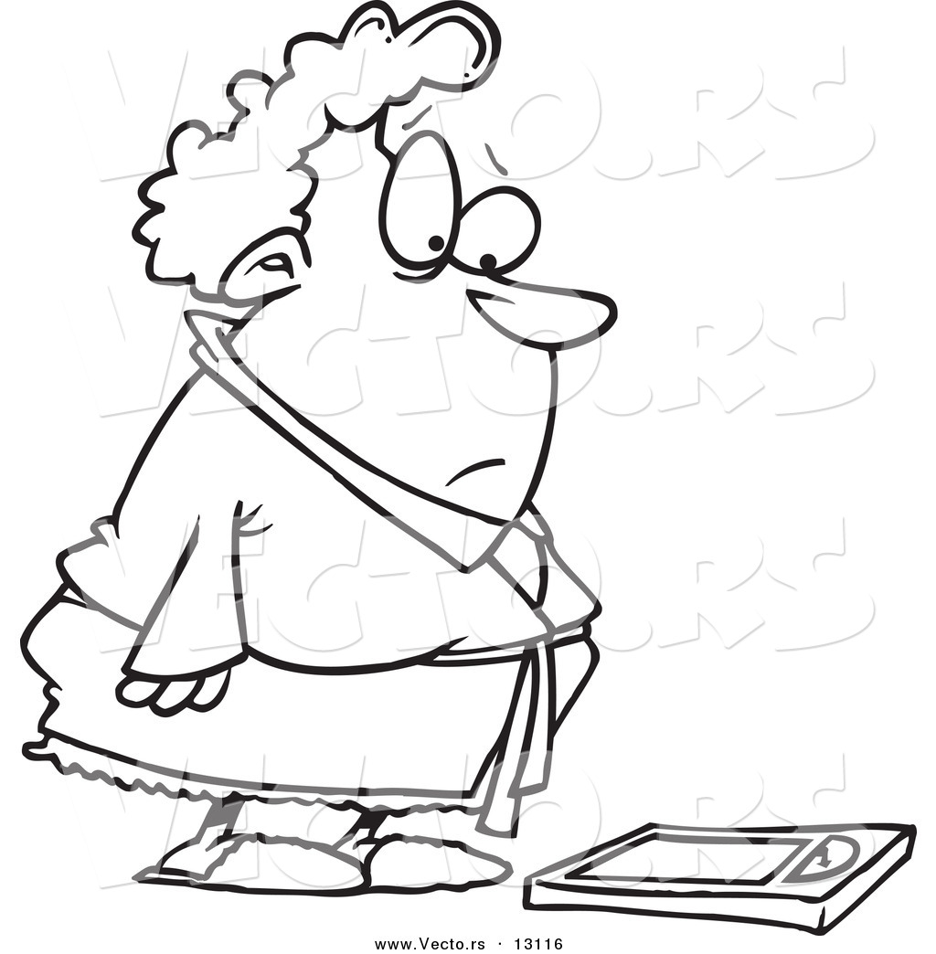 1024x1044 Vector Of A Cartoon Chubby Woman Standing Before A Scale