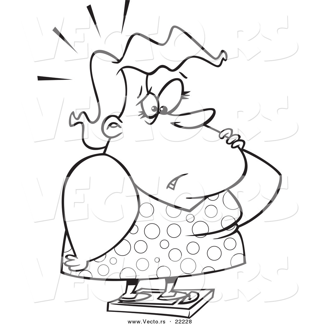 1024x1044 Vector Of A Cartoon Worried Woman Standing On A Scale