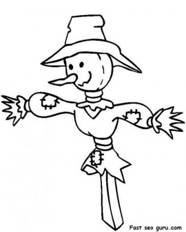 270x338 Printable Thanksgiving Scarecrow Coloring Page