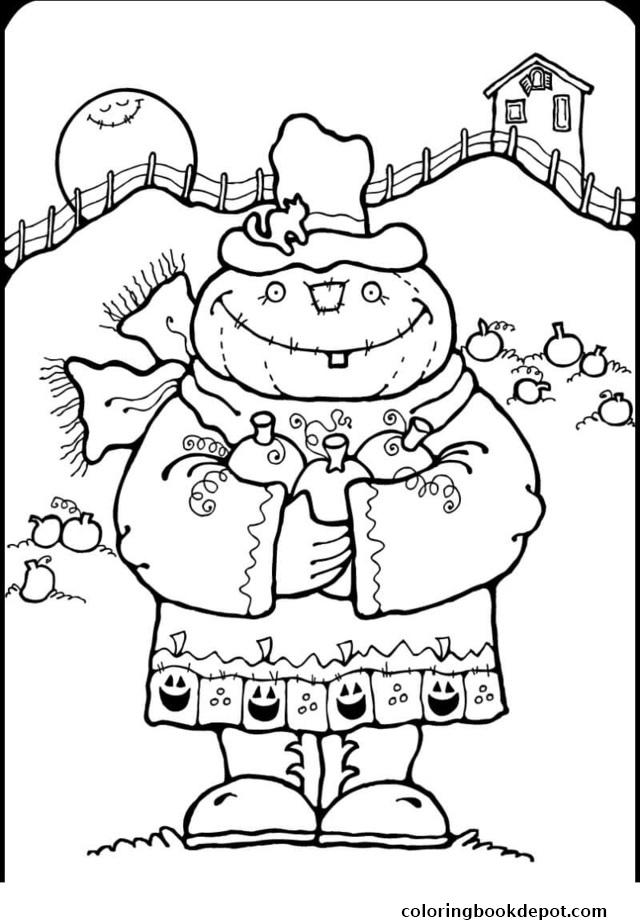 640x924 Scarecrow Halloween Coloring Pages