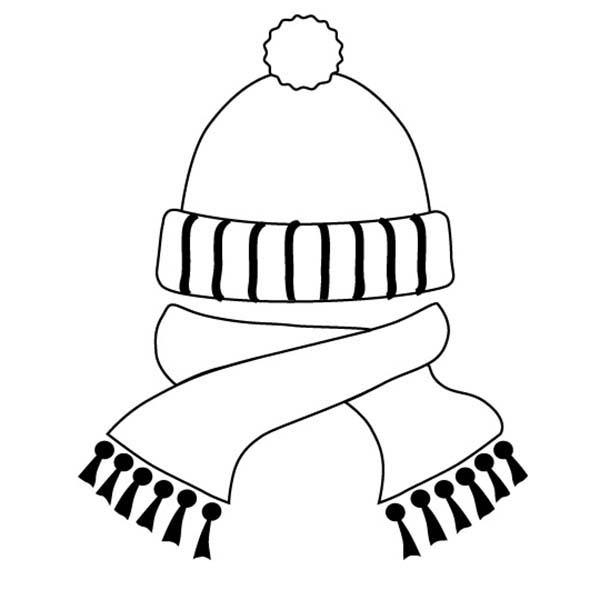 600x600 Scarf Coloring Page Hat And Scarf In Winter Clothing Coloring Page