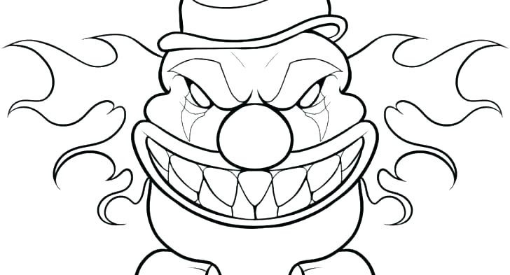 728x393 Scary Clown Coloring Pages Wagashiya