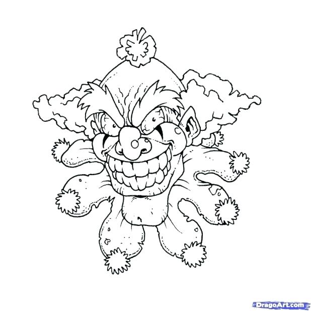 618x618 Scary Clown Colouring Pages Printable Coloring Scary Clown Pencil