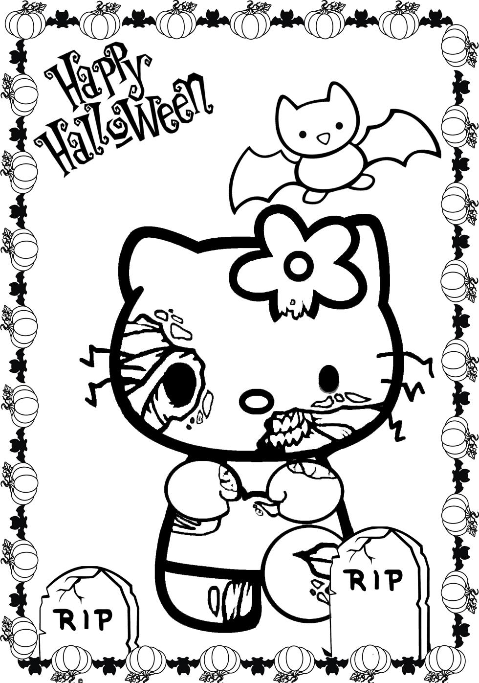 980x1396 Halloween Hello Kitty Coloring Pages Printable To Tiny Page