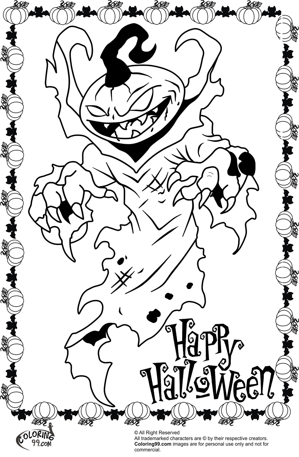 980x1500 Scary Halloween Pumpkin Coloring Pages Team Colors